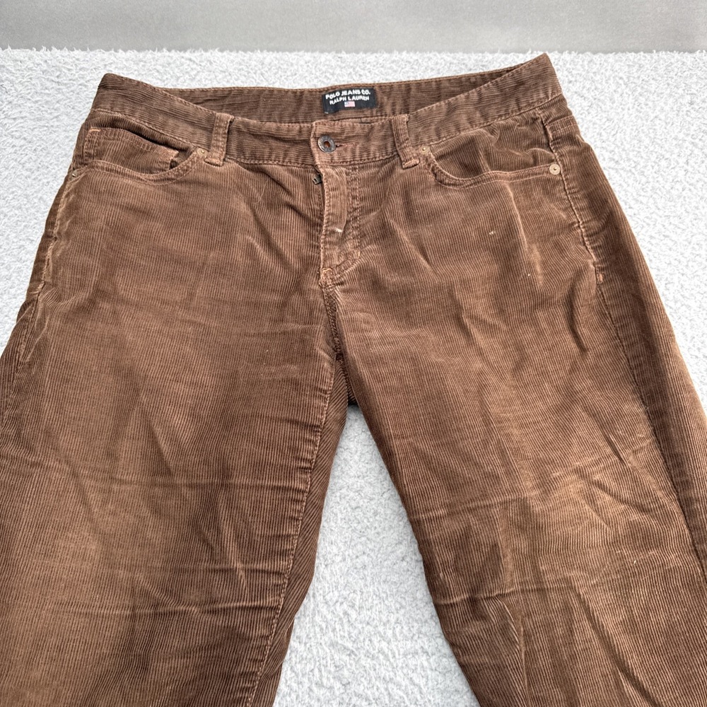 Polo Jeans Co Ralph Lauren Corduroy Pants Women 6 x 30 Stretch Brown Bootcut